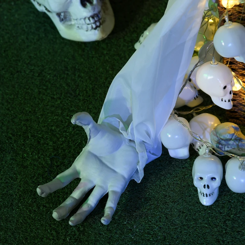 HOMCOM Halloween-Dekoration Zombiebraut, LED-Augen, heult, fährt hoch, Geräusch- & Bewegungssensor, 36 cm