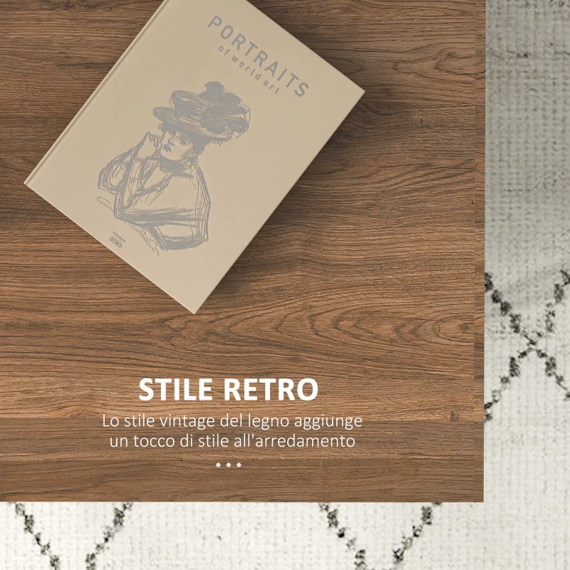 HOMCOM Tavolino da Caffè con 2 Ripiani Aperti e 2 Cassetti in Truciolato e Metallo, 95x62x36.5 cm