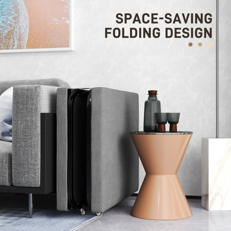 HOMCOM Klappbett, 70 x 190 cm Gästebett, mit 7 cm Schaumstoff-Matratze, verstellbare Rückenlehne, mit Rollen, Dunkelgrau