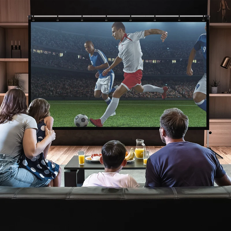 HOMCOM Projector Screen and Stand with Carry Bag, 120 inch Portable Front & Rear Projection Screen, 4K HD 16:9 Screen for Outdoor and Indoor, Home Theater, Presentation