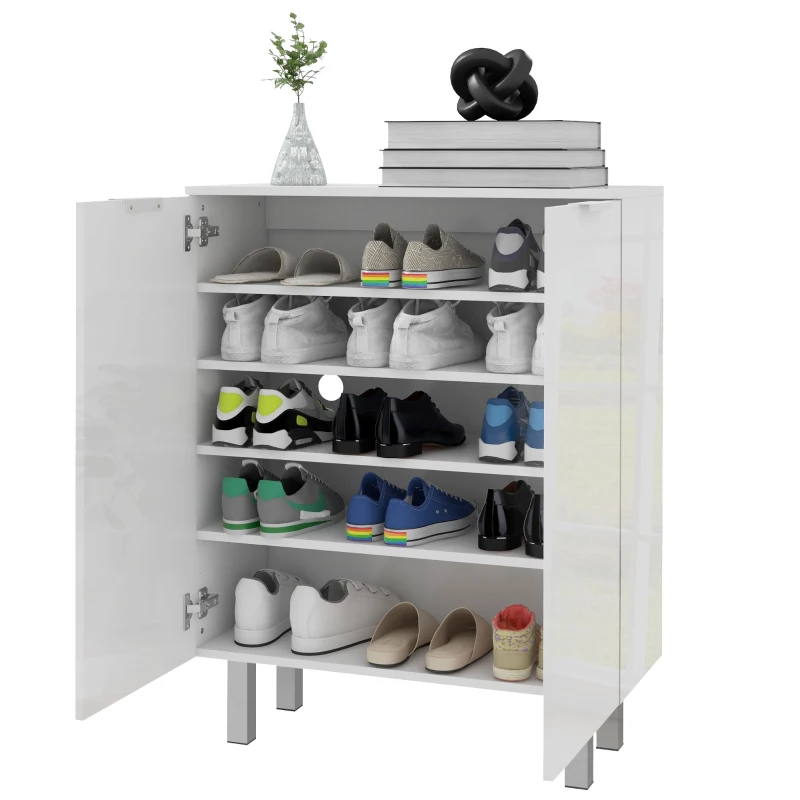 HOMCOM Five-Shelf Shoe Storage Cupboard - White