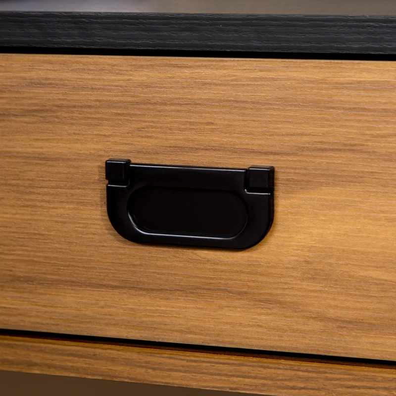 HOMCOM Bureau informatique design industriel grand plateau avec tiroir étagère 110 x 50 x 76 cm aspect noyer et noir