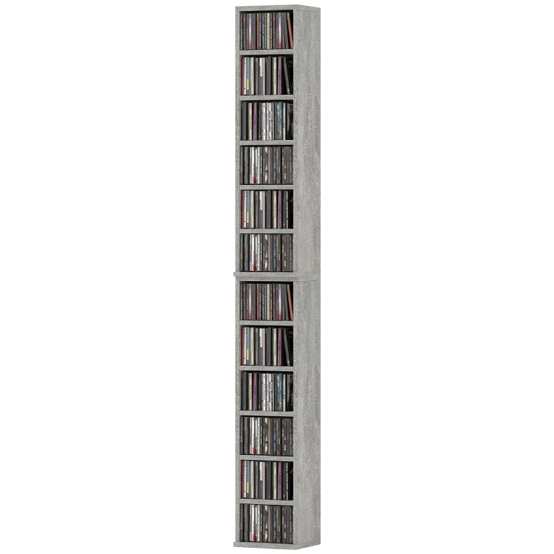 HOMCOM Set of Two 102 CD Storage Units - Cement Grey