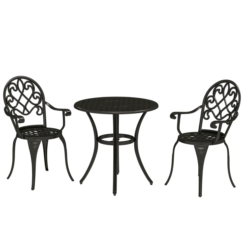Outsunny Three-Piece Elegant Aluminium Garden Set - Black