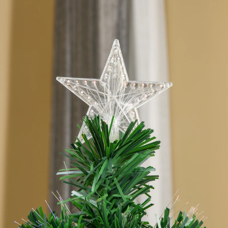 HOMCOM Albero di Natale Artificiale 150cm con Fibre Ottiche e Luci LED, Albero di Natale Luminoso con 180 Rami, Verde