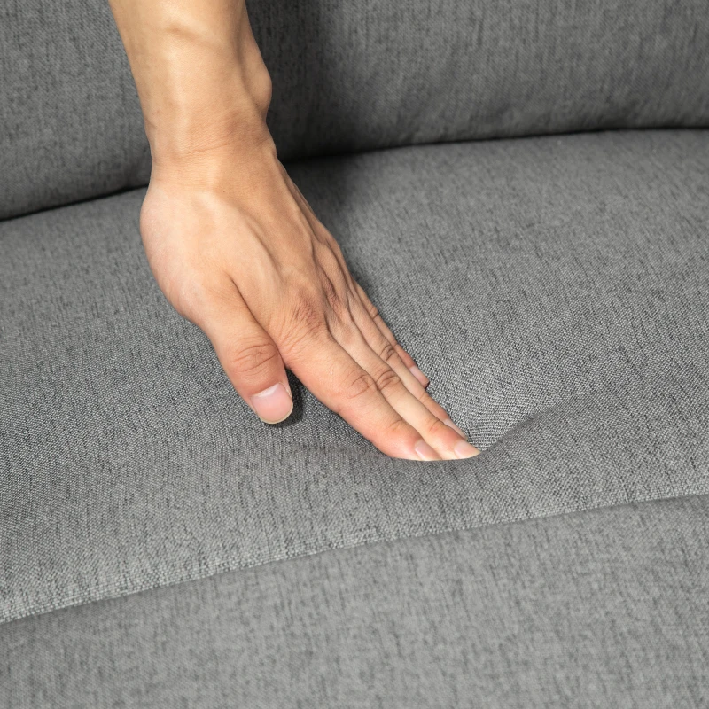 HOMCOM Poltrona Reclinabile con Poggiapiedi, in Tessuto Effetto Lino, Legno e Metallo, 77x91x106 cm, Grigio Scuro