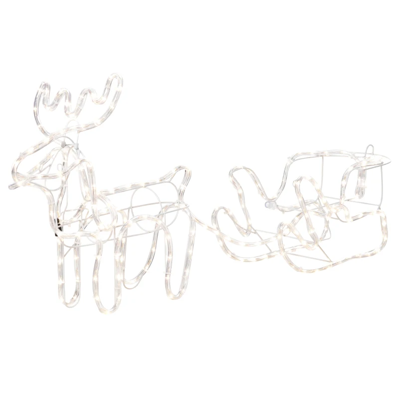 Outsunny Renne et traîneau lumineux de Noël avec 192 LED, décoration de Noël lumineuse pour intérieur et extérieur pelouse jardin