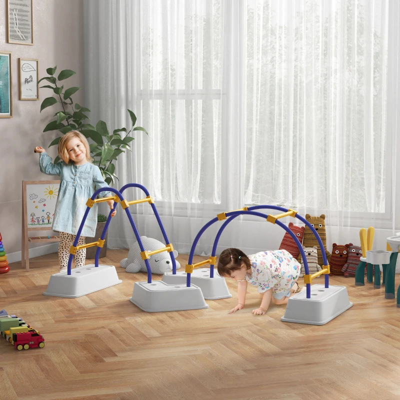 Outsunny Kids Climber with Climbing Arch, Triangle Climber for Indoor Outdoor Use, for Ages 3-6 Years - Blue