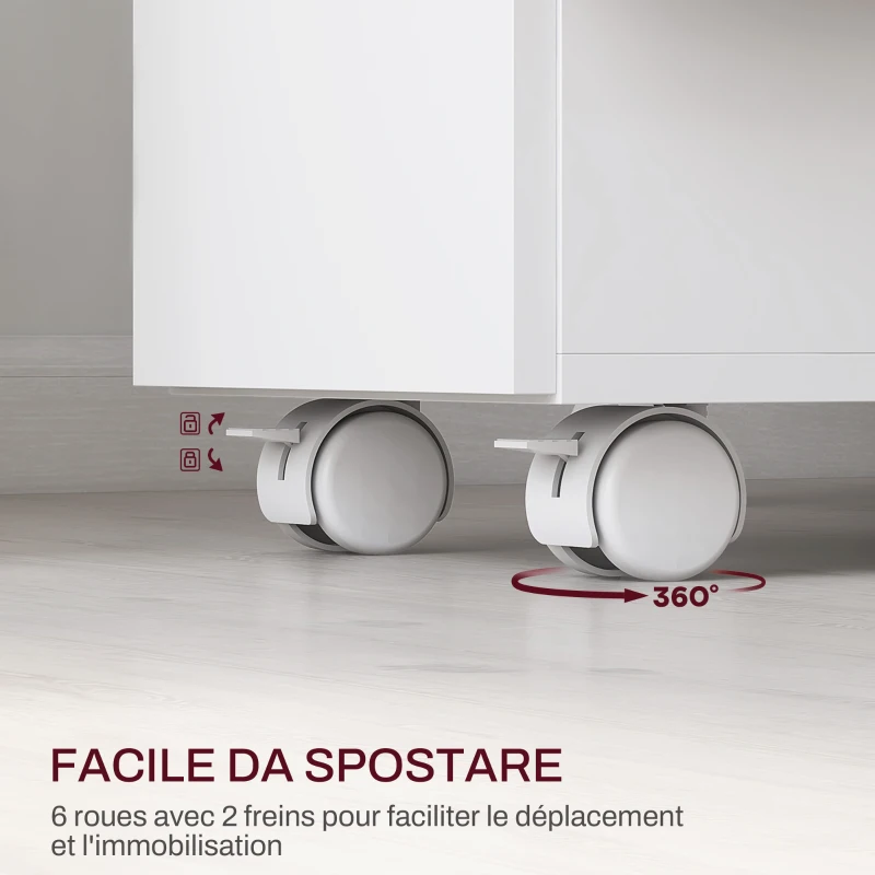 HOMCOM Tavolo Rettangolare Allungabile con 2 Cassetti e un Armadietto in Legno, 140x76x74 cm, Bianco e Color Legno