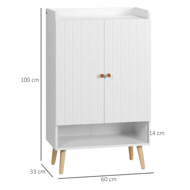 HOMCOM Mueble Zapatero con 2 Puertas Armario de Zapatos para 15 Pares de Zapatos para Pasillo Entrada 60x33x100cm Blanco