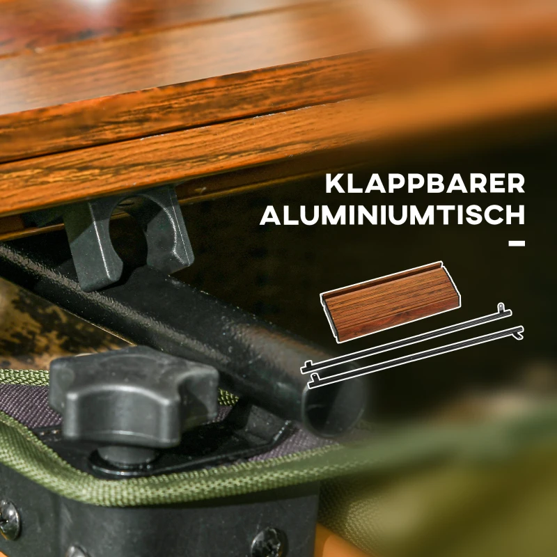 Outsunny Bollerwagen, klappbar, mit Klapptisch, Stahlrahmen, höhenverstellbarer Griff, Grün, 108 x 55 x 93 cm