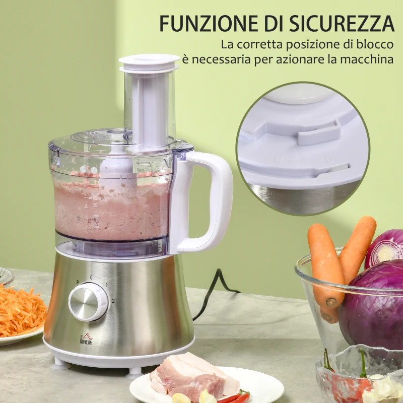 HOMCOM Frullatore da 500W a 2 Velocità Regolabili con Caraffa, Lama a S e Lama a 4 Punte, 20.5x19x16 cm