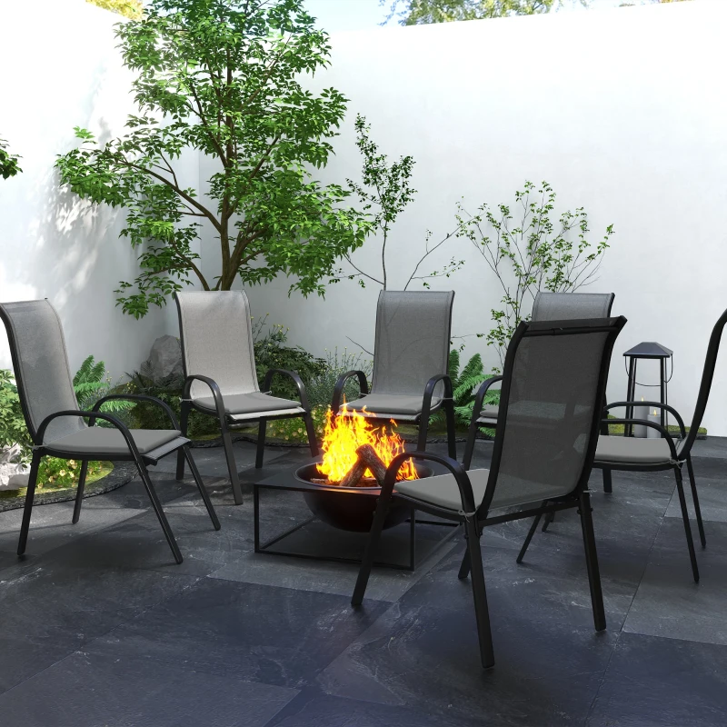 Outsunny Lot de 6 Coussins de chaise de jardin extérieur Rembourrage 3 cm Tissu Polyester dim. 42L x 42l cm Gris foncé
