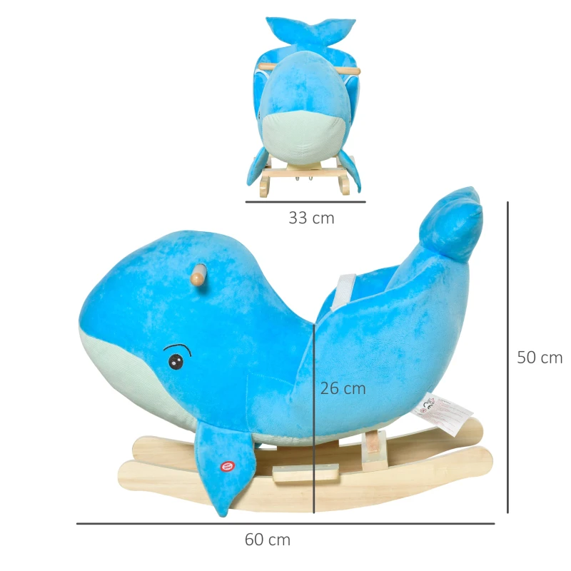 HOMCOM Schaukeltier Schaukelpferd Kinder Schaukel Blau 60 x 33 x 50 cm