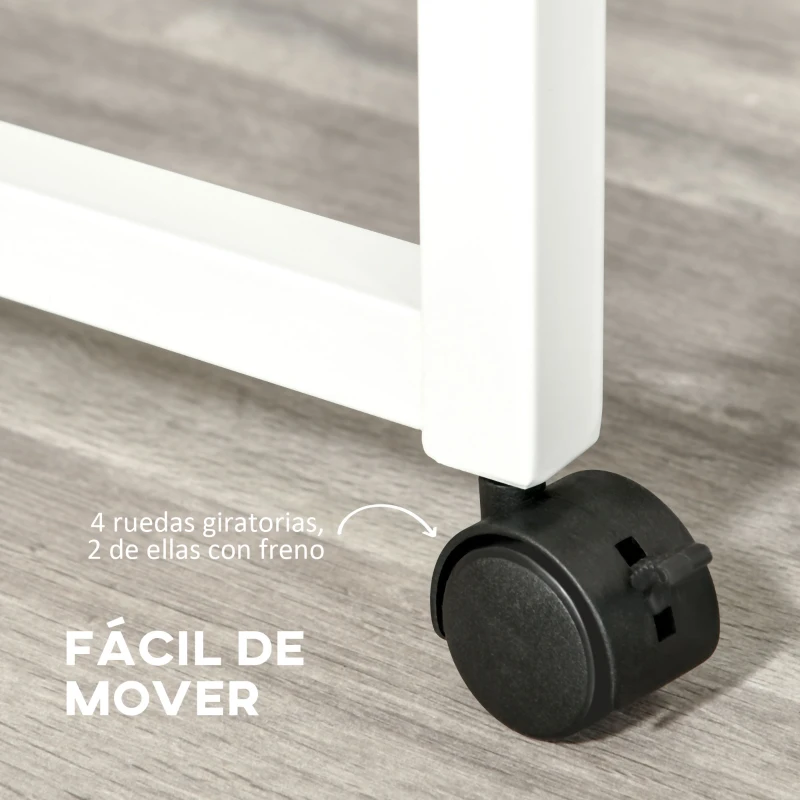 HOMCOM Escritorios Apilables Conjunto de 2 Mesas Escritorio para Ordenador Portátil con Ruedas 2 Cajones para Oficina 100x36x88 cm Blanco