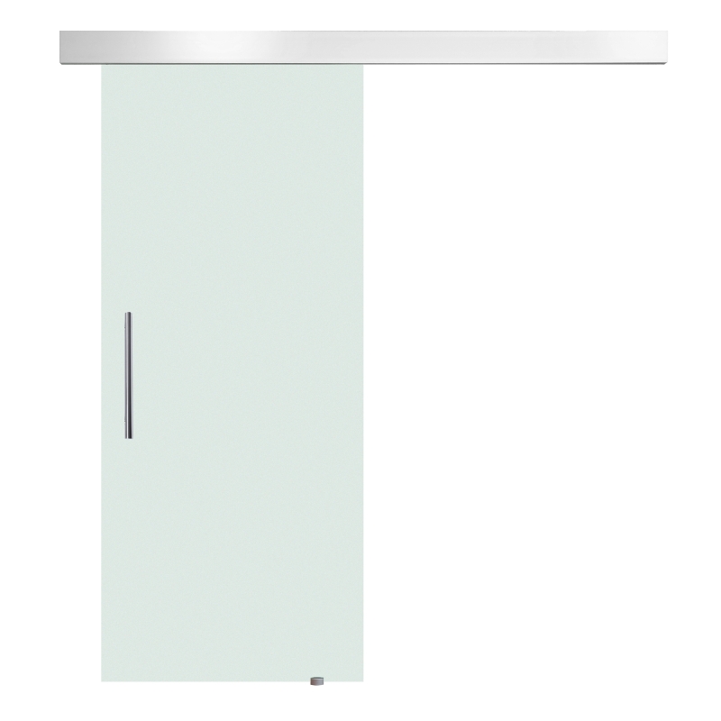 HOMCOM Puerta Corredera de Cristal 77,5x205 cm Puerta Corrediza Deslizante con Riel de Cristal de Seguridad Translúcido(m-10)