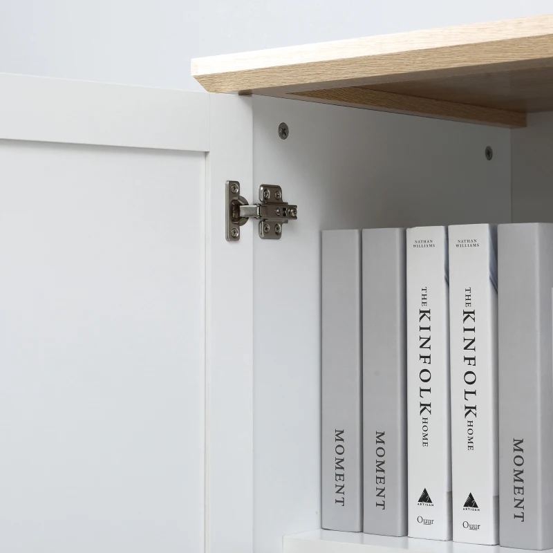 HOMCOM Küchenschrank, Hochschrank, Küchenbuffet mit 4 Fächern, Aufbewahrungsschrank, Kleiderschrank mit 2 Türen, Mehrzweckschrank mit Anti-Kipp-Schutz, Weiß, 80 x 48 x 172 cm