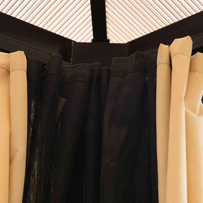 Outsunny Gazebo da Giardino 3x3.6m in Alluminio con Zanzariera e Tetto in Policarbonato