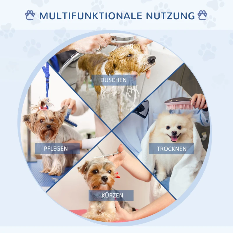 PawHut Hundepflegetisch Höhenverstellbar Tierpflegetisch Klappbar Hunde Pflegetisch Hundefriseur Tisch Schertisch Trimmtisch mit Unterkorb für Hunde Katzen bis zu 100 kg Schwarz