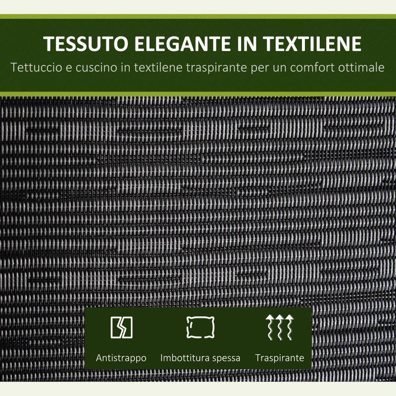 Outsunny Dondolo da Giardino per 3 Persone con Tettuccio Regolabile e Cuscini, 200x120x170cm, Nero