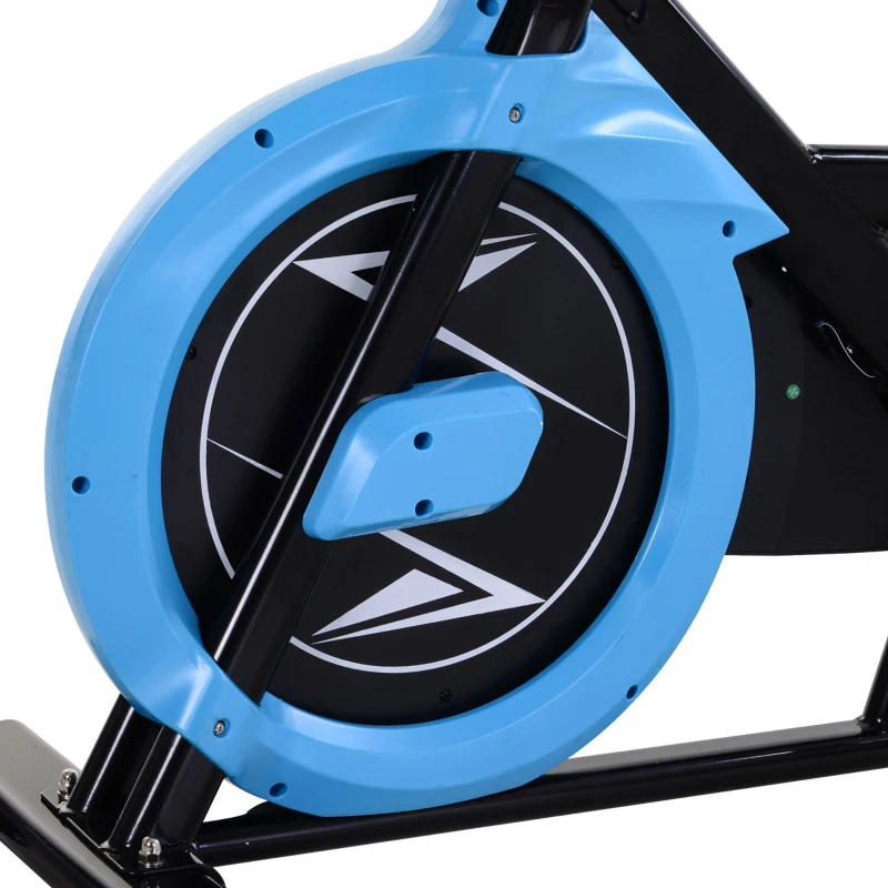 HOMCOM Cyclette da Camera con Trasmissione a Cinghia, Cyclette Professionale con Manubrio e Sellino Regolabili, Volano 6kg, Schermo LCD, Fino a 120kg, Nero e Azzurro