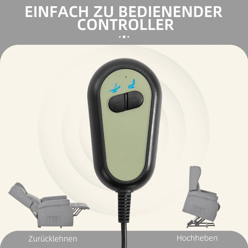 HOMCOM Relaxsessel, Aufstehhilfe, Liegefunktion, bis 200kg, 72,5x94x109cm, Grau