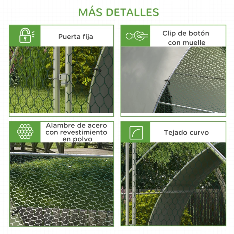 PawHut Gallinero para Exterior 304x560x220 cm Cubierta de Tela Oxford Resistente a los Rayos UV e Impermeable para Patio Plata