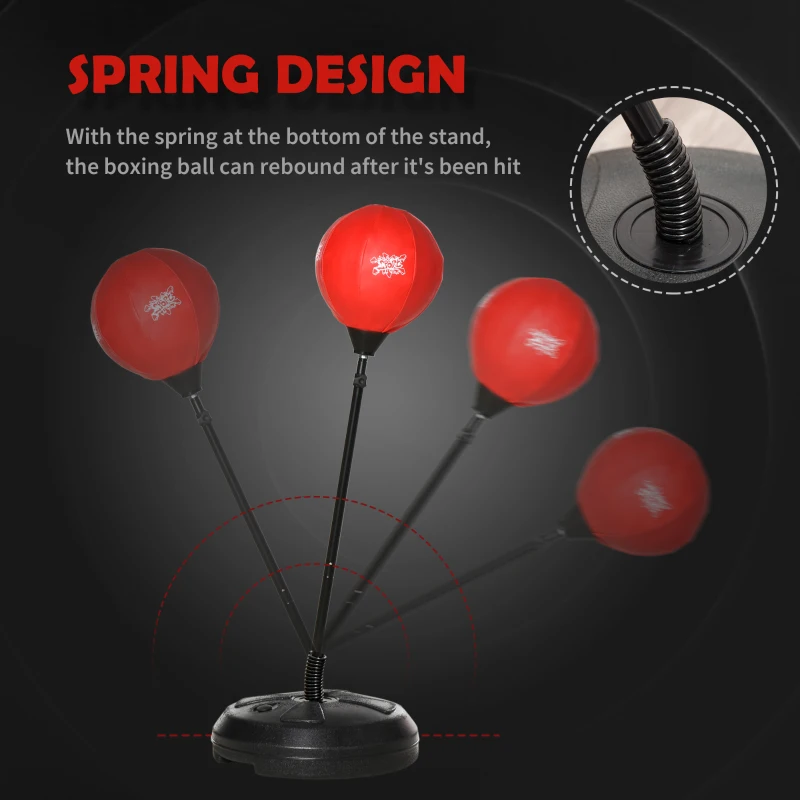 HOMCOM Kids Punching Bag with Stand, Free Standing Boxing Bag Set, Speed Bag with Speedball Adjustable Height from 122cm to 154cm for Ages 8-10 Years