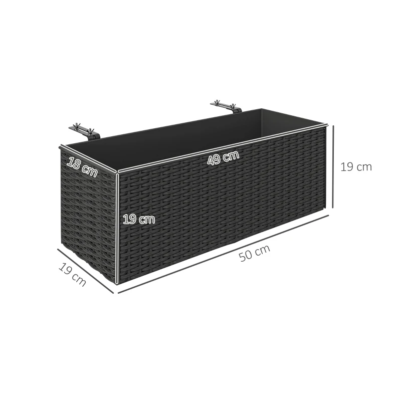 Outsunny Set of Two Rattan-Effect Planters - Black