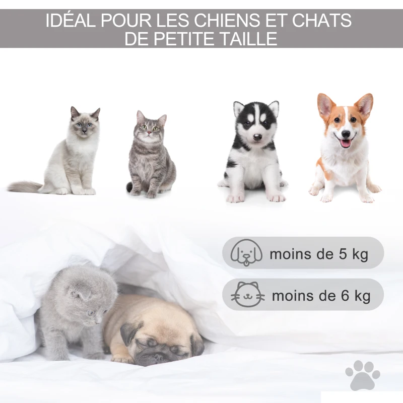 PawHut Tente tipi pour Animaux - Teepee Chat ou Chien - Coussin épais Grand Confort Inclus - Structure Bois de pin Feutre Peluche PV Gris