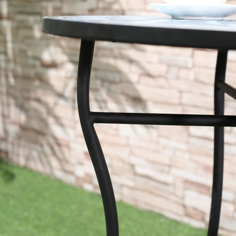 Outsunny Set da Giardino 3 Pezzi, Tavolino e 2 Sedie Pieghevoli con Mosaico, Blu