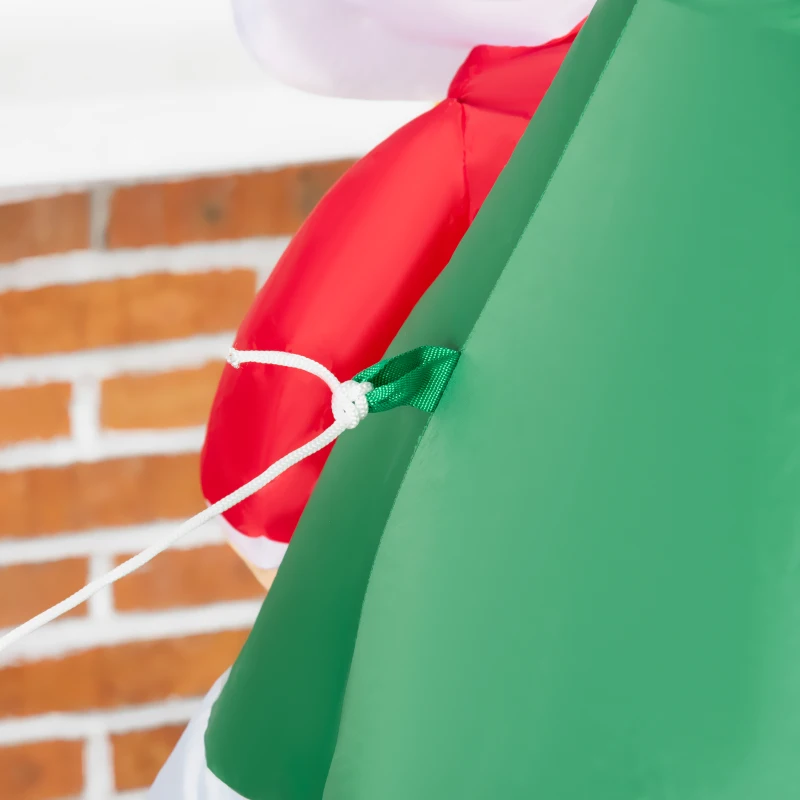 Outsunny Albero di Natale Gonfiabile con Babbo Natale e Cagnolino, Luci LED e Gonfiatore Incluso, 112x80x180cm