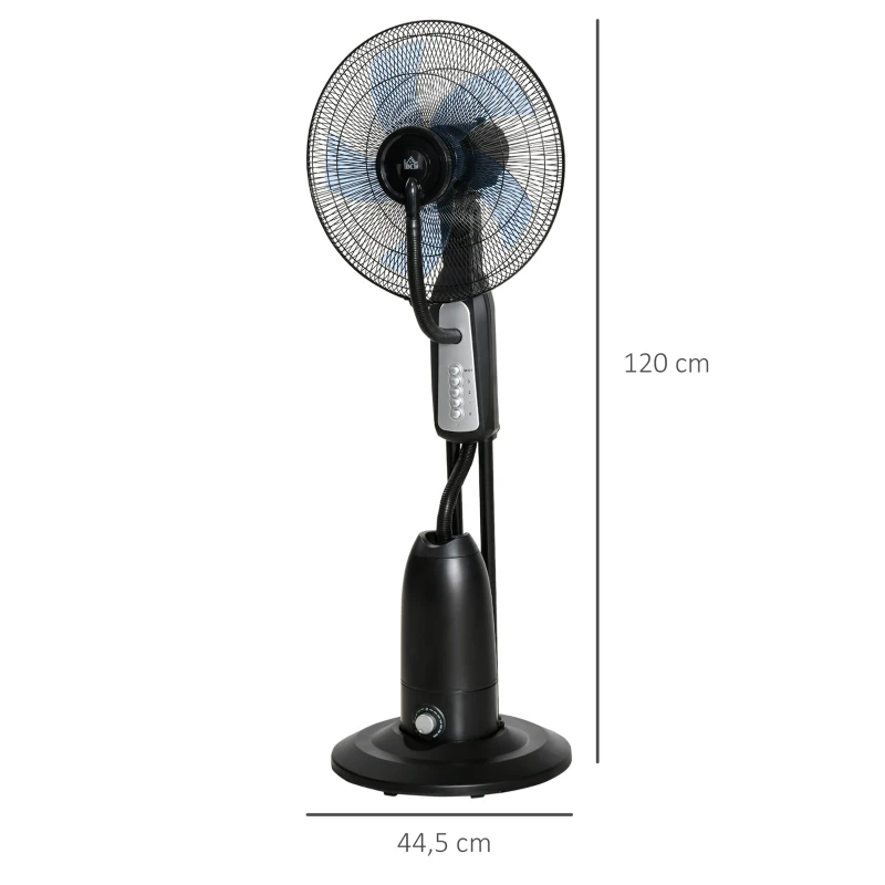 HOMCOM Ventilateur brumisateur silencieux 90 W sur roulettes avec 3 vitesses, oscillation à 70°, tête inclinable, gris et noir