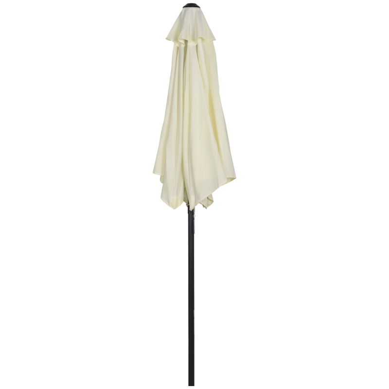 Outsunny Parasol droit ronde parasol de jardin Ø 2 m mât en aluminium 6 baleines métal et toile beige