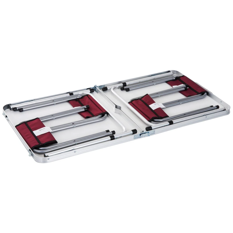 Outsunny Mesa Maleta de Aluminio 4 Taburete Plegable Portátil para Acampada Picnic Jardín Terraza Conjunto Muebles Exterior Altura Ajustable