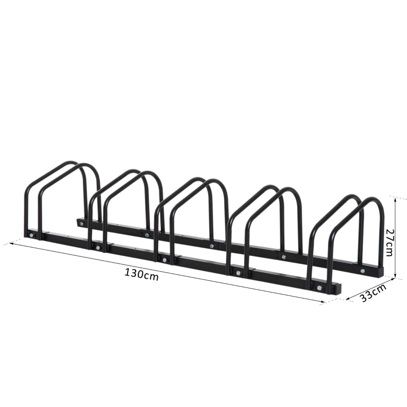 HOMCOM Bike Stand Parking Rack Floor or Wall Mount Bicycle Cycle Storage Locking Stand (5 Racks, Black)