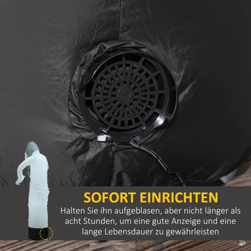 Outsunny Halloweendeko, Geisterhexe mit roten Augen, aufblasbar, LEDs, Outdoor-tauglich, 180 cm, Weiß(m-6)