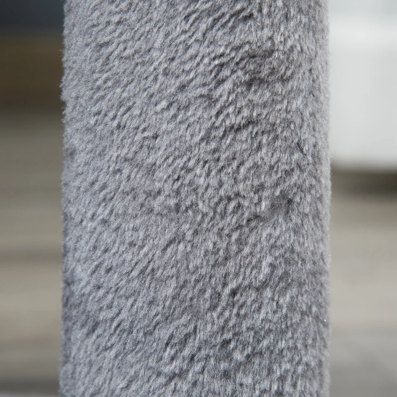 PawHut Arbre à chat arbre à grimper griffoir pour chat balle suspendue hauteur 43 cm avec poteau jute à griffer gris