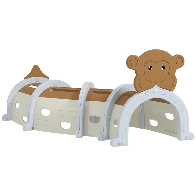 AIYAPLAY Monkey-Design Kids Play Tunnel for Crawling, Climbing, for ages 3-6 Years, Brown