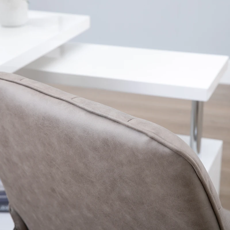 Vinsetto Office Desk Chair, Microfibre Vanity Chair with Adjustable Height, Armrest, Swivel Chair for Home, Light Grey