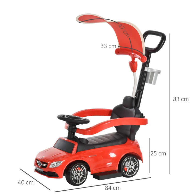 HOMCOM Porteur Enfants Voiture Enfant Multi-équipée 12-36 Mois Coffre klaxon Effet Musical polypropylène Rouge