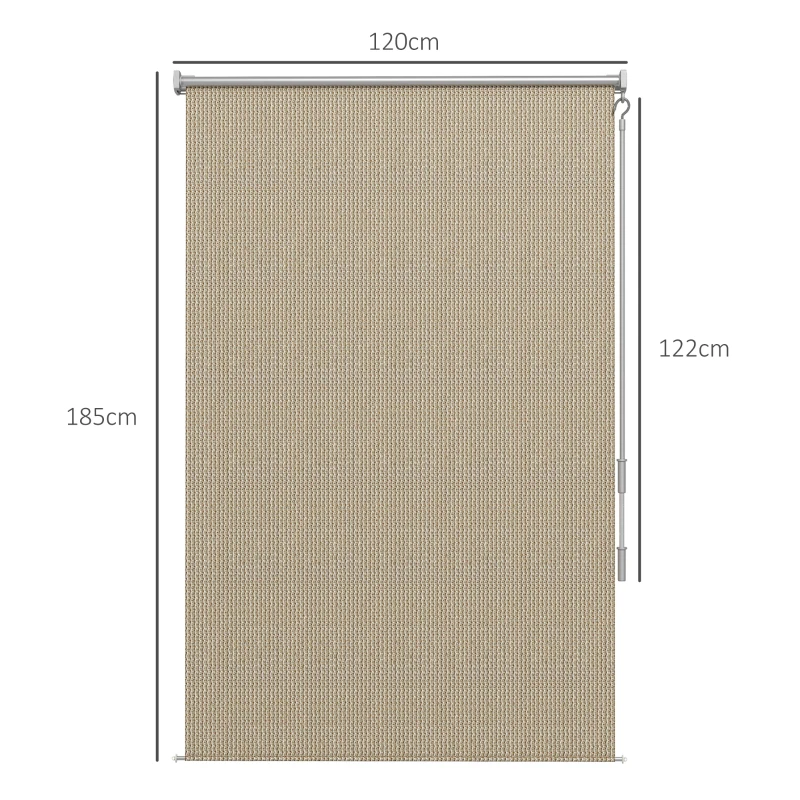 Outsunny Außenrollo, 120 x 185cm, mit Handkurbel, Wand-/Deckenmontage, Aluminiumrahmen, Beige