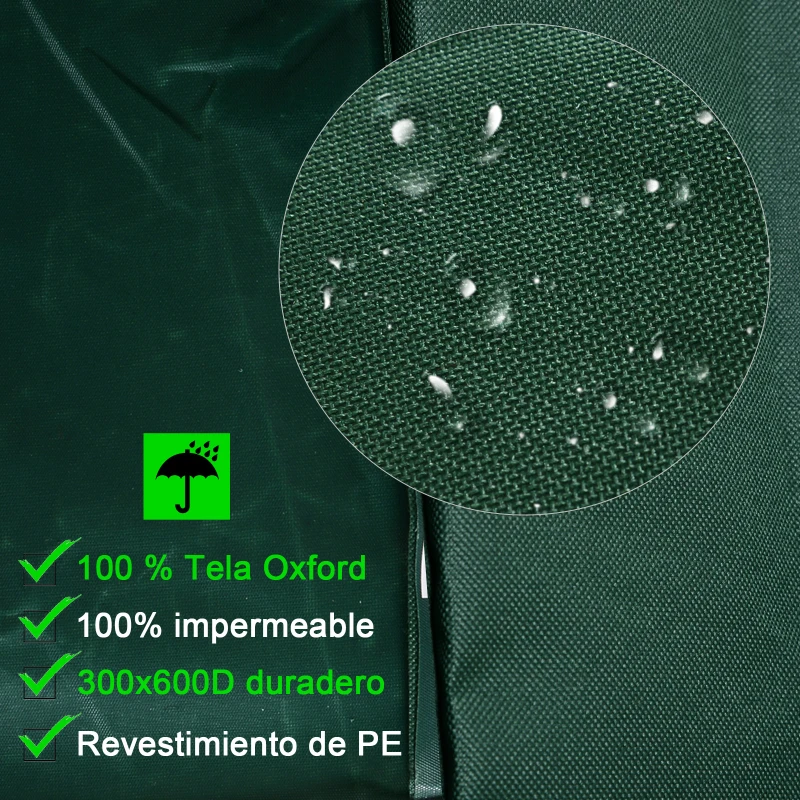 Outsunny Funda para Muebles de Jardín 245x165x55 cm Cubierta de Protección de Exterior con Ojales de Aluminio y Tela Oxford Impermeable para Terraza Patio Balcón Verde