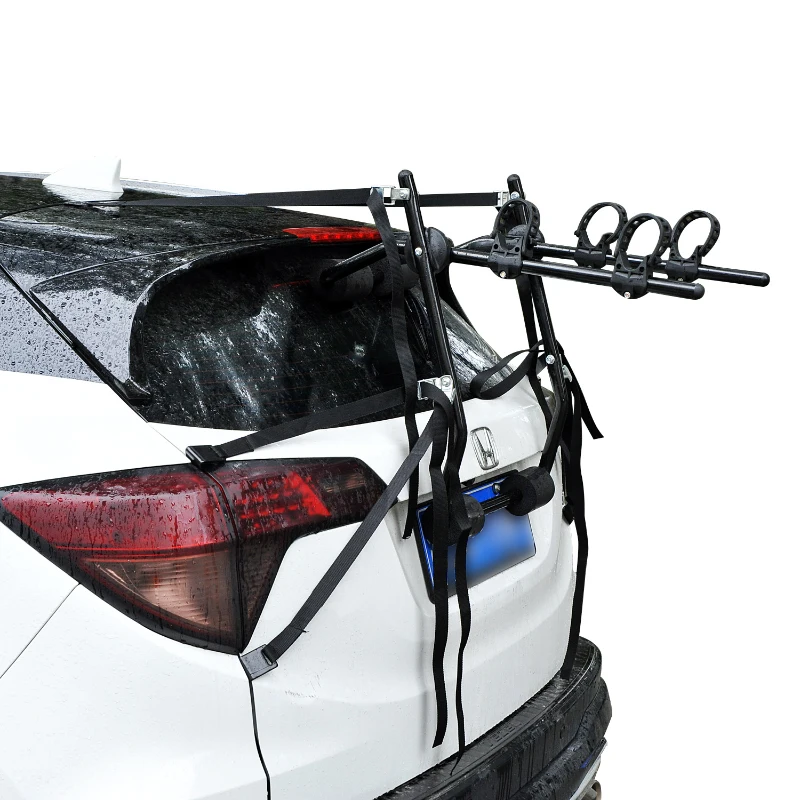 HOMCOM Porte-vélo pour 2 vélos - installation sur hayon - 6 sangles de sécurité - pliable - acier noir