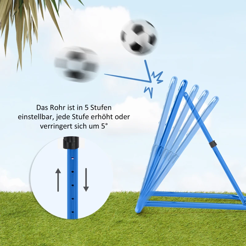 HOMCOM Fußball Rebounder-Netz, klappbar, Rückprallwand, Verstellbar in 5 Stufen, Metall, 78 x 84 x 65-78 cm, Blau