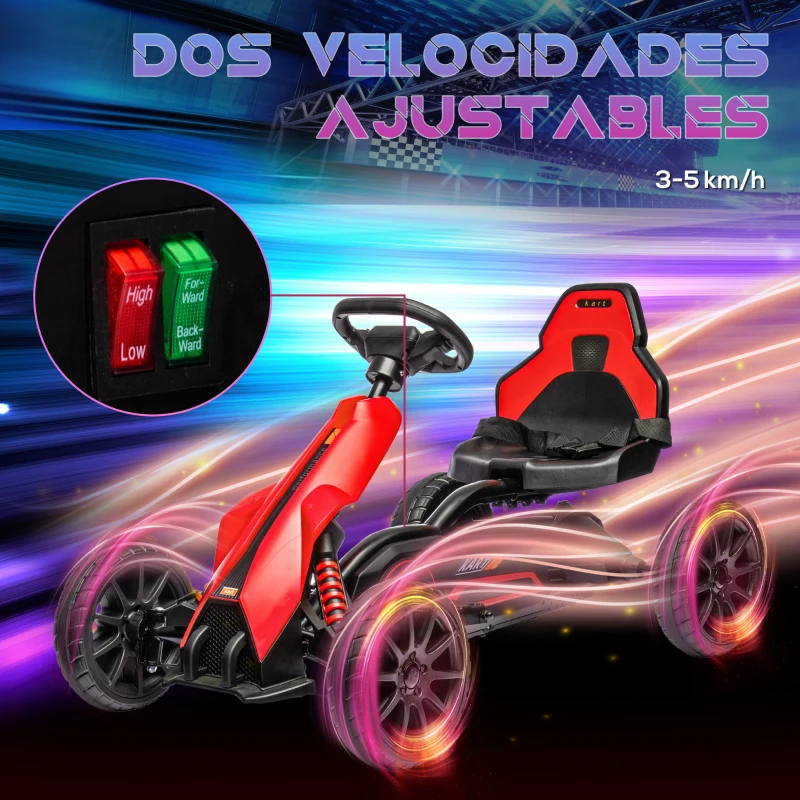 HOMCOM Kart Coche Eléctrico Infantil 12V de 3 a 8 Años Velocidad 3-5km/h y Cinturón de Seguridad 100x58x58,5cm Rojo