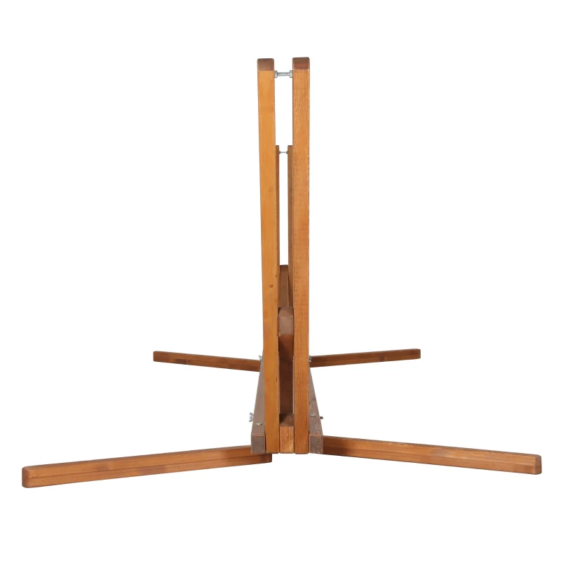 Outsunny Soporte para Hamaca de Madera Plegable Ajustable de 3 Niveles Estructura para Hamaca 217-380 cm de Longitud Carga Máx. 150 kg para Jardín Terraza 388x120x89 cm Teca
