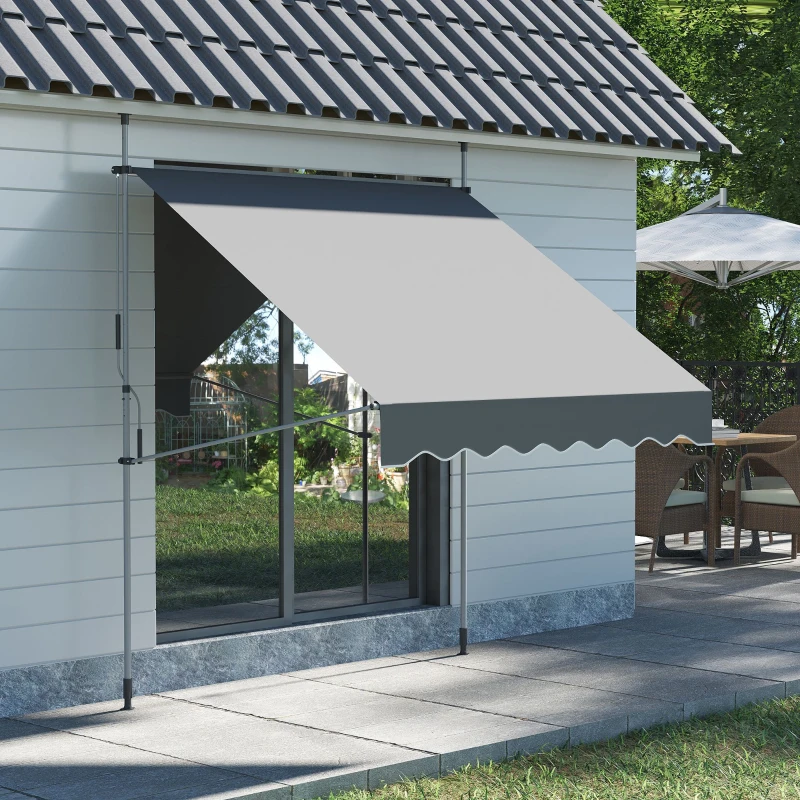 Outsunny Store banne manuel rétractable inclinaison réglable installation rapide  sans trous à percer 2 x 1,5 x 3,1 m