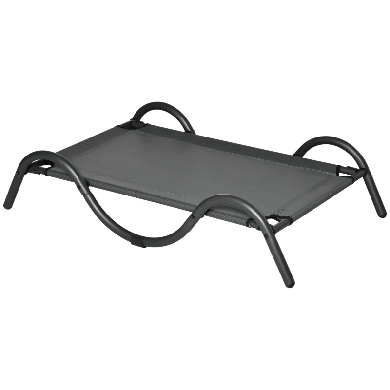 PawHut Cama Elevada para Perros Pequeños y Medianos con Tela de Malla Transpirable y Marco Curvo 92x55,5x21 cm Gris