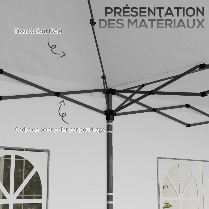 Outsunny Tente de réception Tonnelle barnum pliable 6x3m avec parois latérales Hauteur réglable avec sac de transport Roues